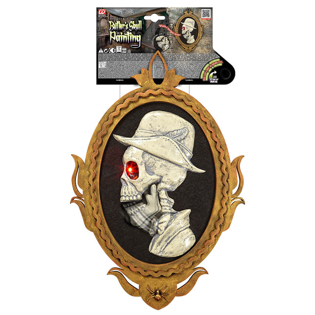 Halloween Wanddekoration Skelett mit Bewegung, Licht und Sound 48cm