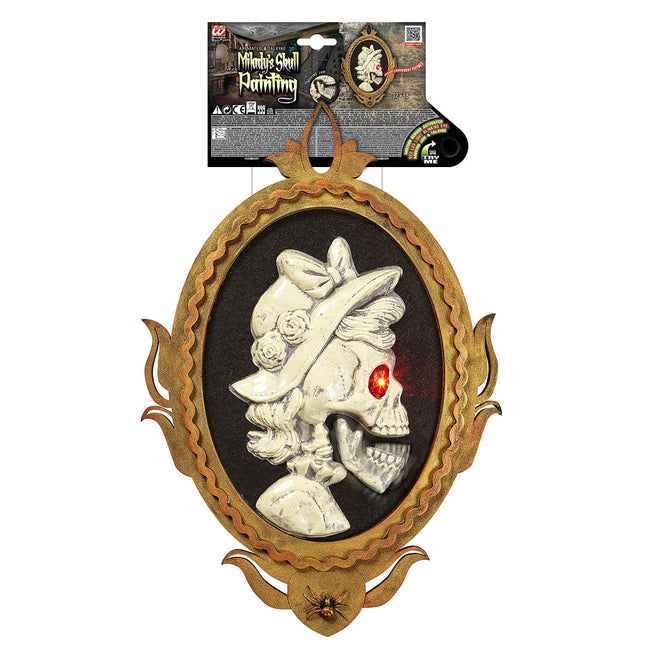 Halloween Wanddekoration Skelett Lady mit Bewegungslicht und Sound 48cm