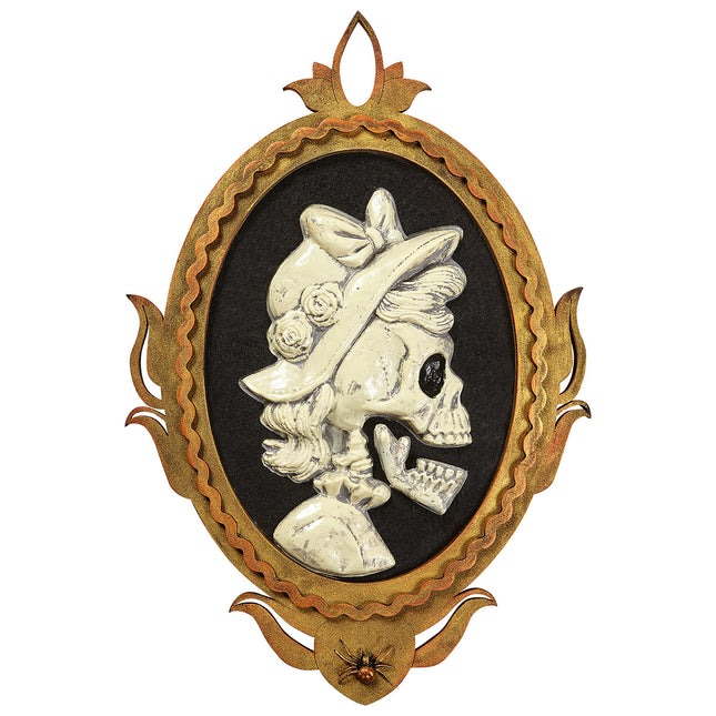 Halloween Wanddekoration Skelett Lady mit Bewegungslicht und Sound 48cm
