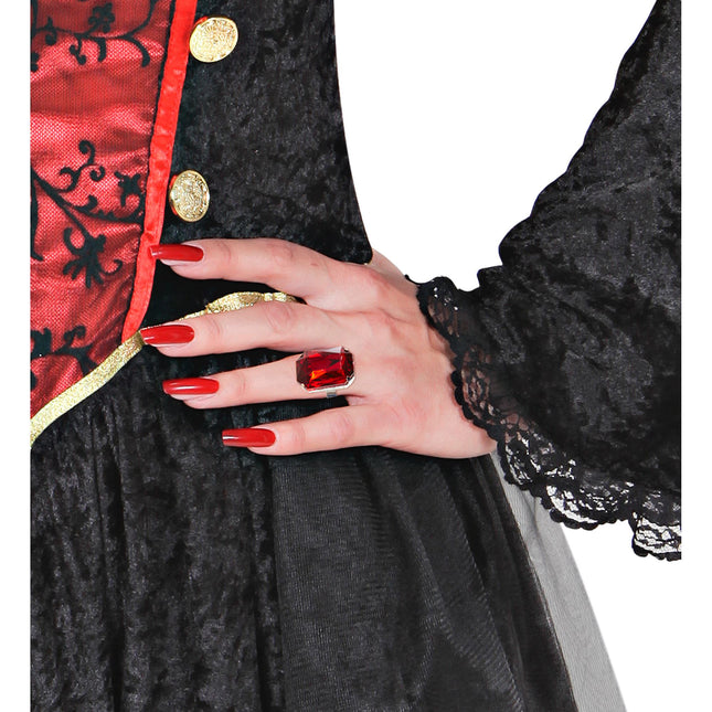 Halloween Ring roter Edelstein