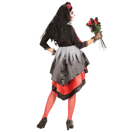 Dia De Los Muertos Kleid Rot Schwarz Damen