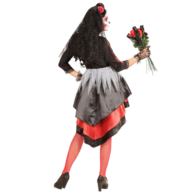 Dia De Los Muertos Kleid Rot Schwarz Damen