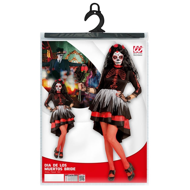Dia De Los Muertos Kleid Rot Schwarz Damen