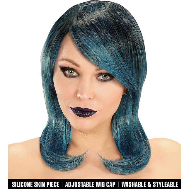 Halloween Perücke Blauer Bob