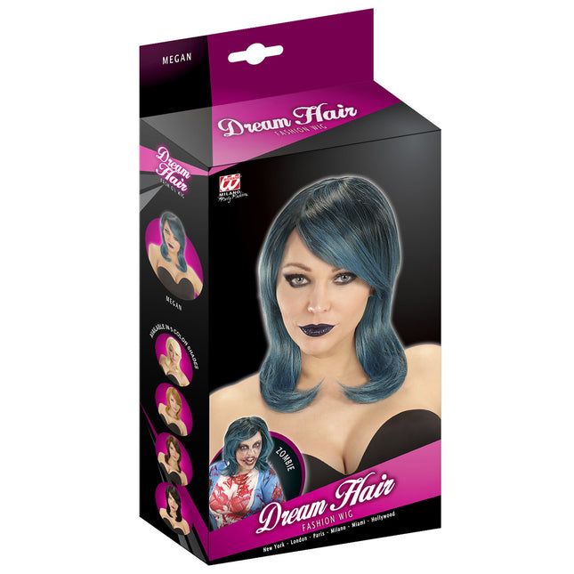 Halloween Perücke Blauer Bob