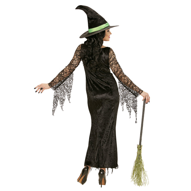 Halloween Kleid Schwarz Damen Hexe Spitze