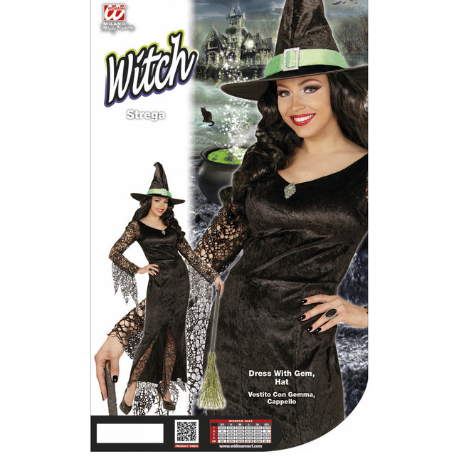 Halloween Kleid Schwarz Damen Hexe Spitze