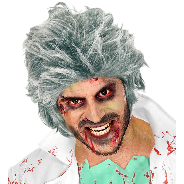 Halloween Perücke Silber Zombie