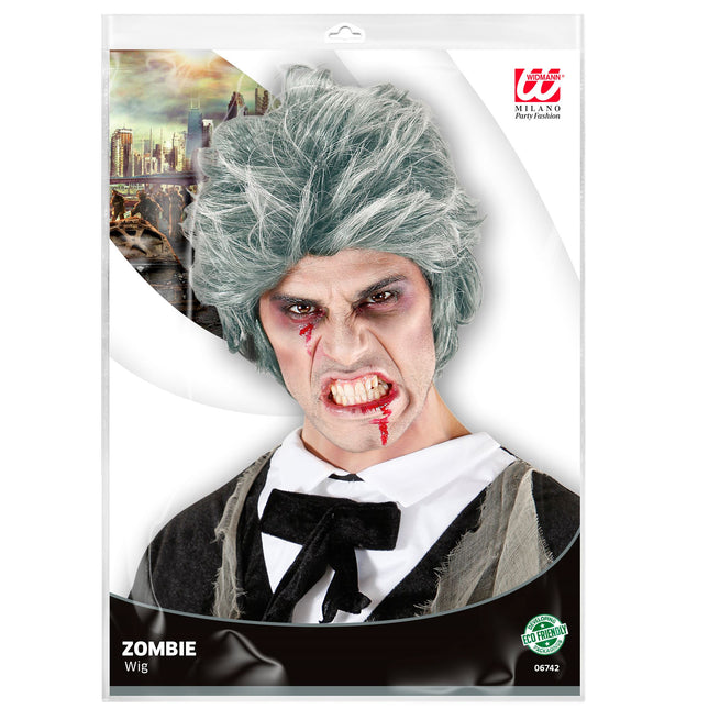 Halloween Perücke Silber Zombie