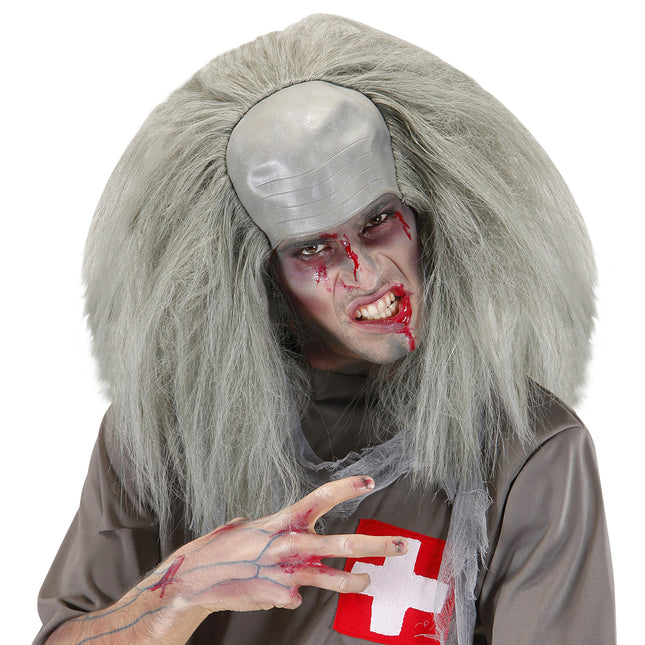 Halloween Perücke Grau Zombie Glatze