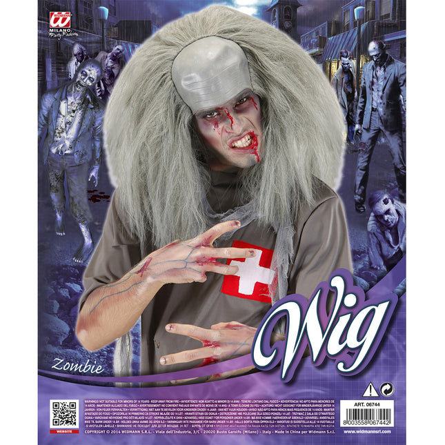 Halloween Perücke Grau Zombie Glatze