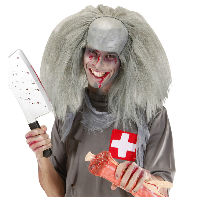 Halloween Perücke Grau Zombie Glatze