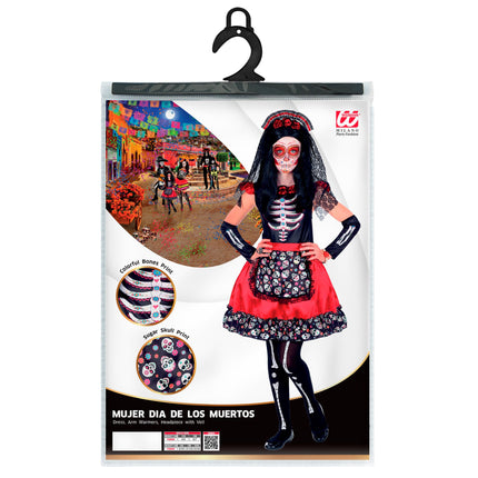 Dia De Los Muertos Kleid Schwarz Rot Mädchen