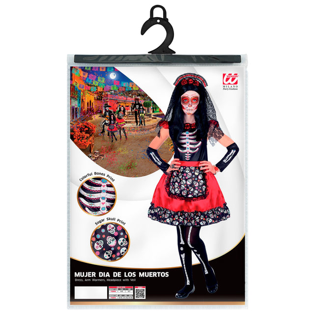 Dia De Los Muertos Kleid Schwarz Rot Mädchen