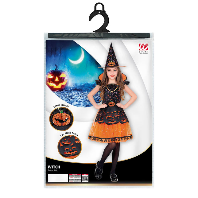 Halloween Kostüm Schwarz Orange Mädchen Hexe