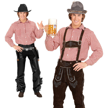 Oktoberfest Hemd Rot Weiß Männer
