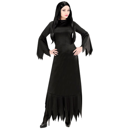 Halloween Kleid Schwarz Damen Mortisia Lang