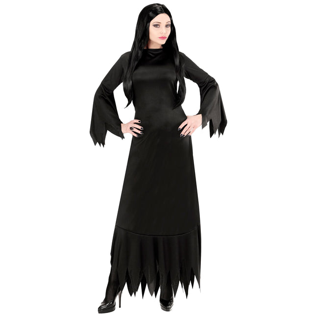 Halloween Kleid Schwarz Damen Mortisia Lang