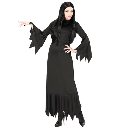 Halloween Kleid Schwarz Damen Mortisia Lang