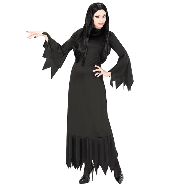 Halloween Kleid Schwarz Damen Mortisia Lang
