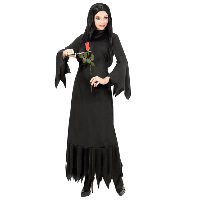 Halloween Kleid Schwarz Damen Mortisia Lang