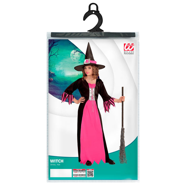 Halloween Kleid Schwarz Rosa Mädchen Hexe
