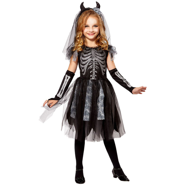 Halloween Kleid Mädchen Skelett Braut
