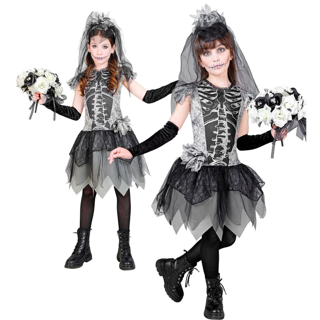 Halloween Kleid Mädchen Skelett Braut