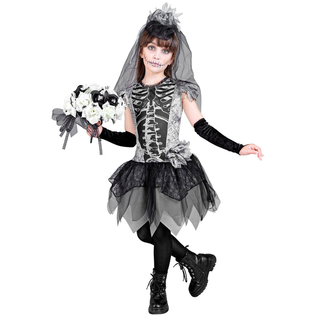 Halloween Kleid Mädchen Skelett Braut
