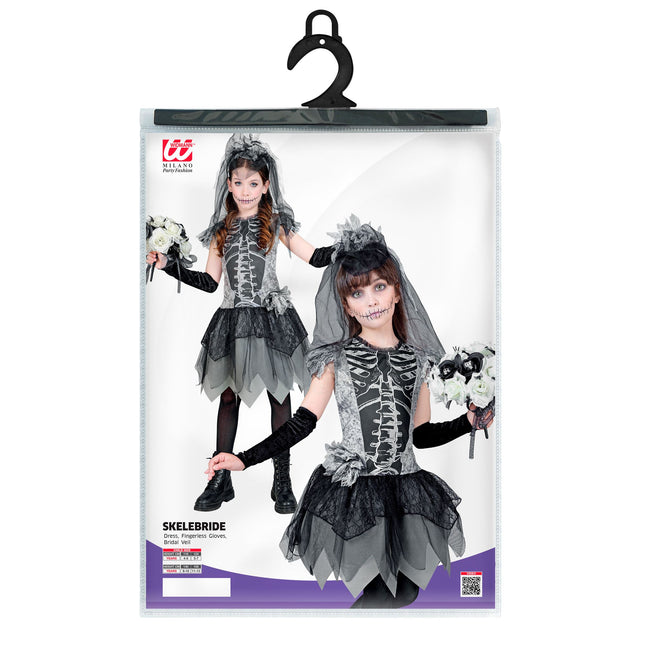 Halloween Kleid Mädchen Skelett Braut