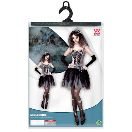 Halloween Kleid Damen Skelett Braut