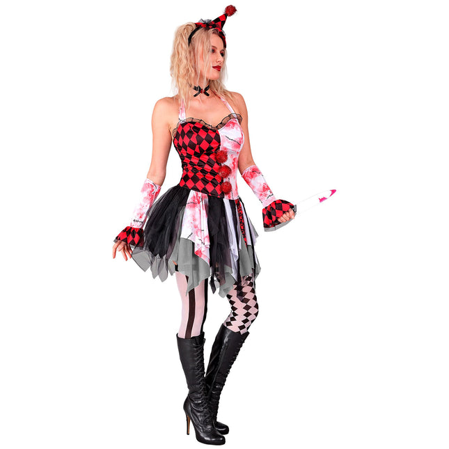 Halloween Kleid Damen Harlekin