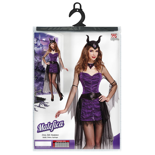 Halloween Kleid Schwarz Lila Damen Malefizia