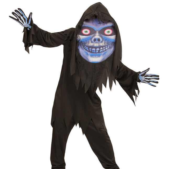 Halloween Kostüm Blau Lila Kind Sensenmann