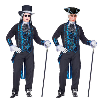 Halloween Kostüm Schwarz Blau Herren Vampir