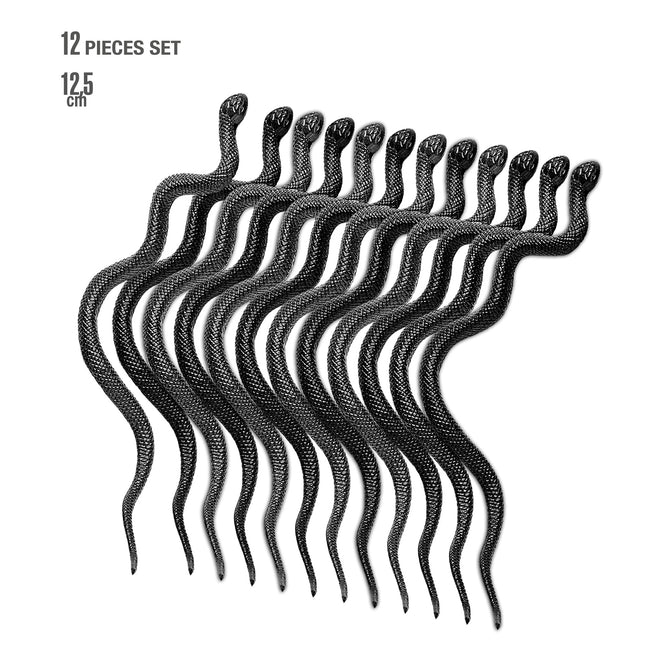 Schwarze Fake-Schlange 12,5cm 12Stück