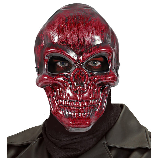 Halloween Maske Bordeaux Roter Totenkopf