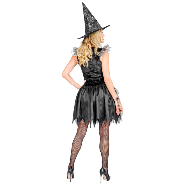 Halloween Kostüm Schwarz Silber Damen Hexe