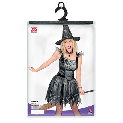 Halloween Kostüm Schwarz Silber Damen Hexe