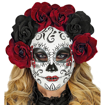 Dia De Los Muertos Maske mit Rosen