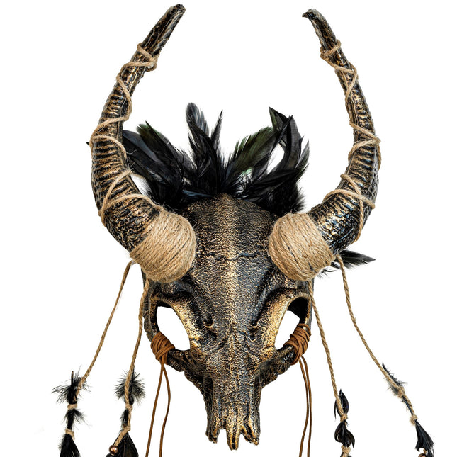 Halloween Maske Totenkopf mit Federn