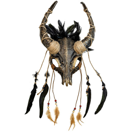 Halloween Maske Totenkopf mit Federn
