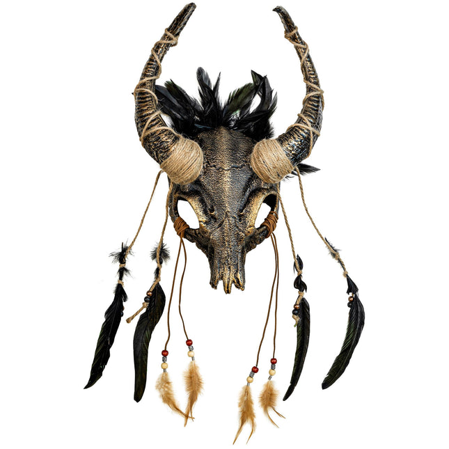 Halloween Maske Totenkopf mit Federn