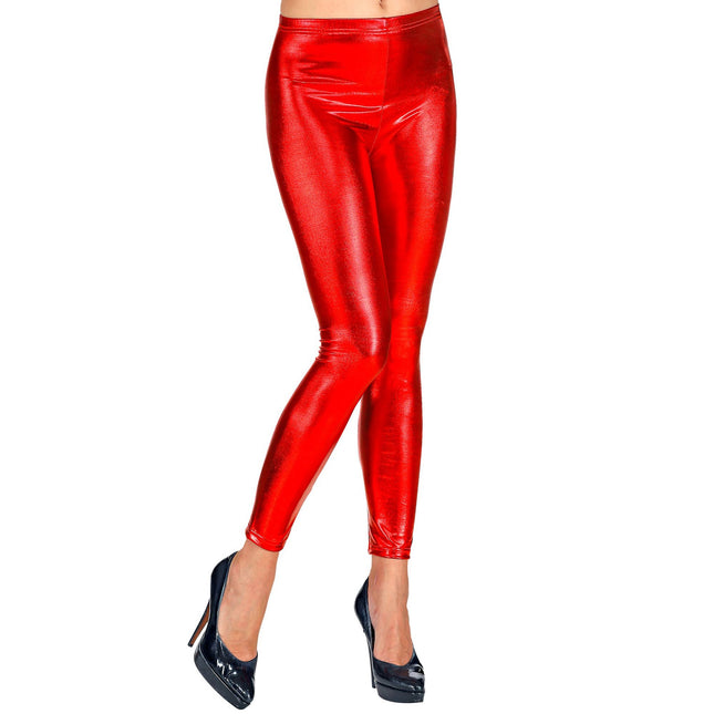 Rote Leggings mit Metallic