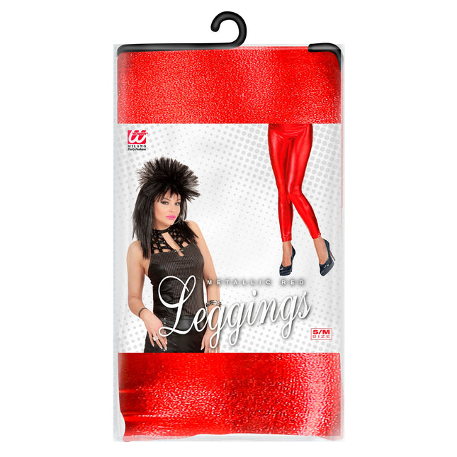 Rote Leggings mit Metallic