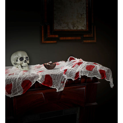 Halloween Tischtuch Mesh mit Blut 1,8m