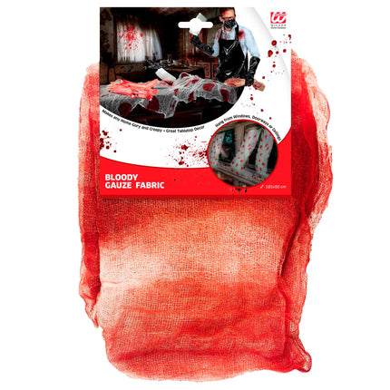 Halloween Tischtuch Mesh mit Blut 1,8m