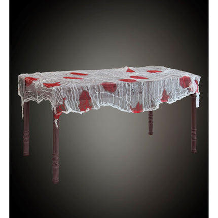 Halloween Tischtuch Mesh mit Blut 1,8m