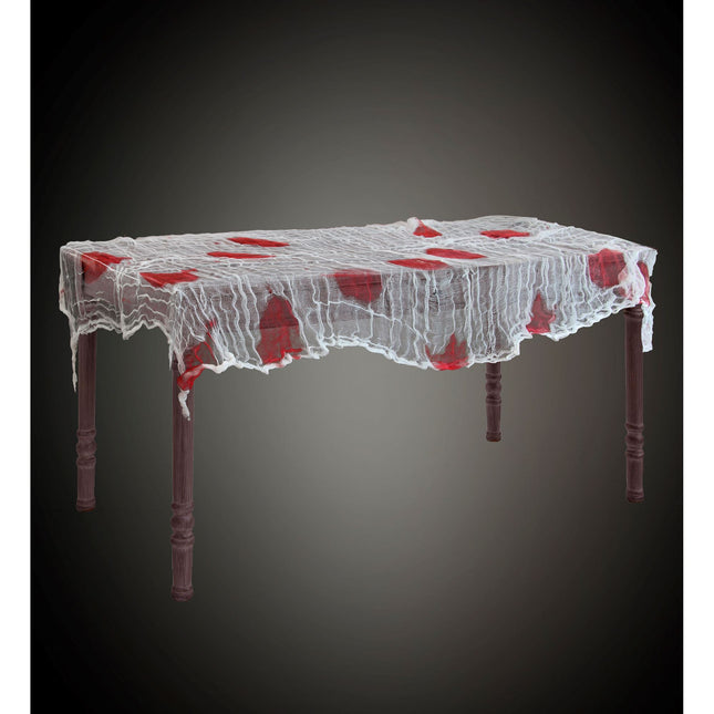 Halloween Tischtuch Mesh mit Blut 1,8m