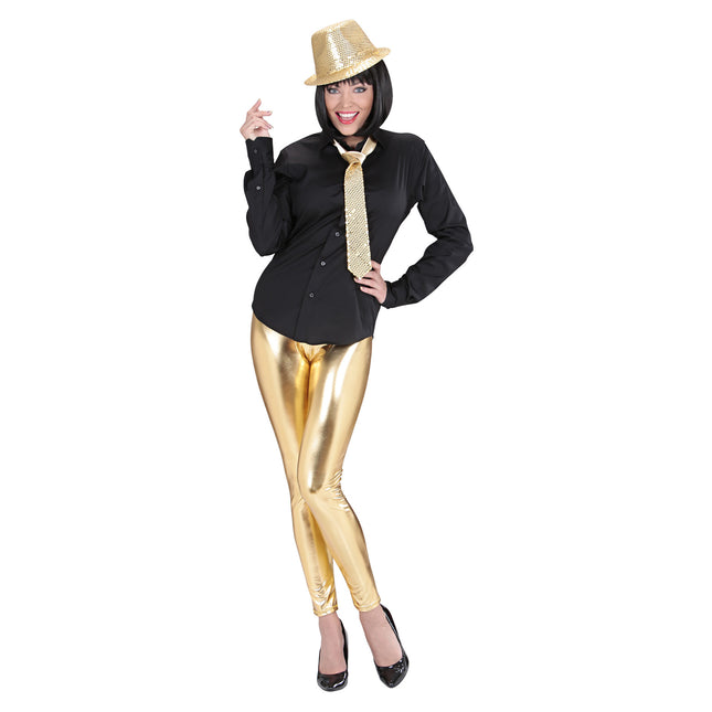 Goldfarbene Kunstleder Leggings